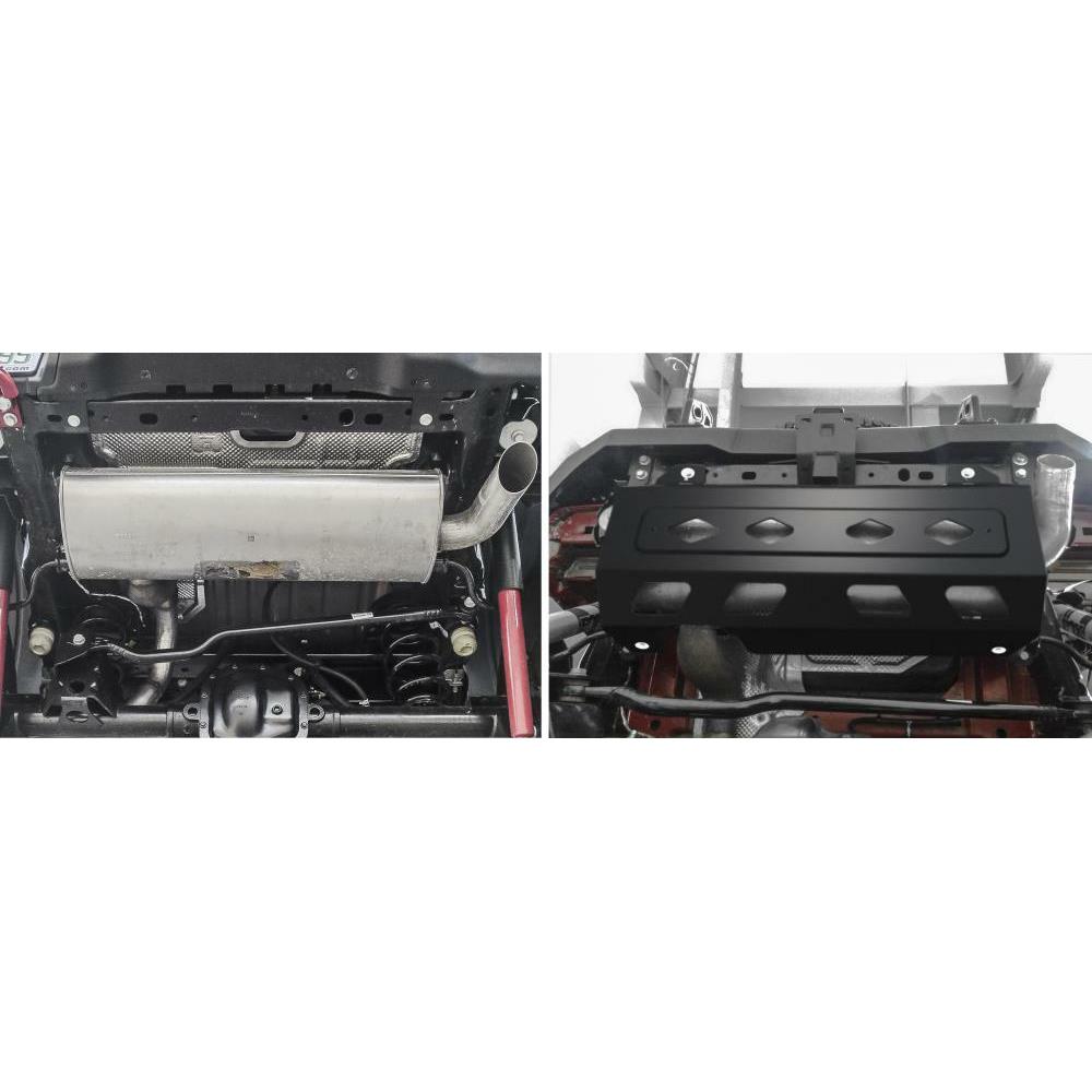 ЗАЩИТА ГЛУШИТЕЛЯ RIVAL АЛЮМИНИЕВАЯ ДЛЯ JEEP WRANGLER JL (2018+) (ЧЕРНАЯ)