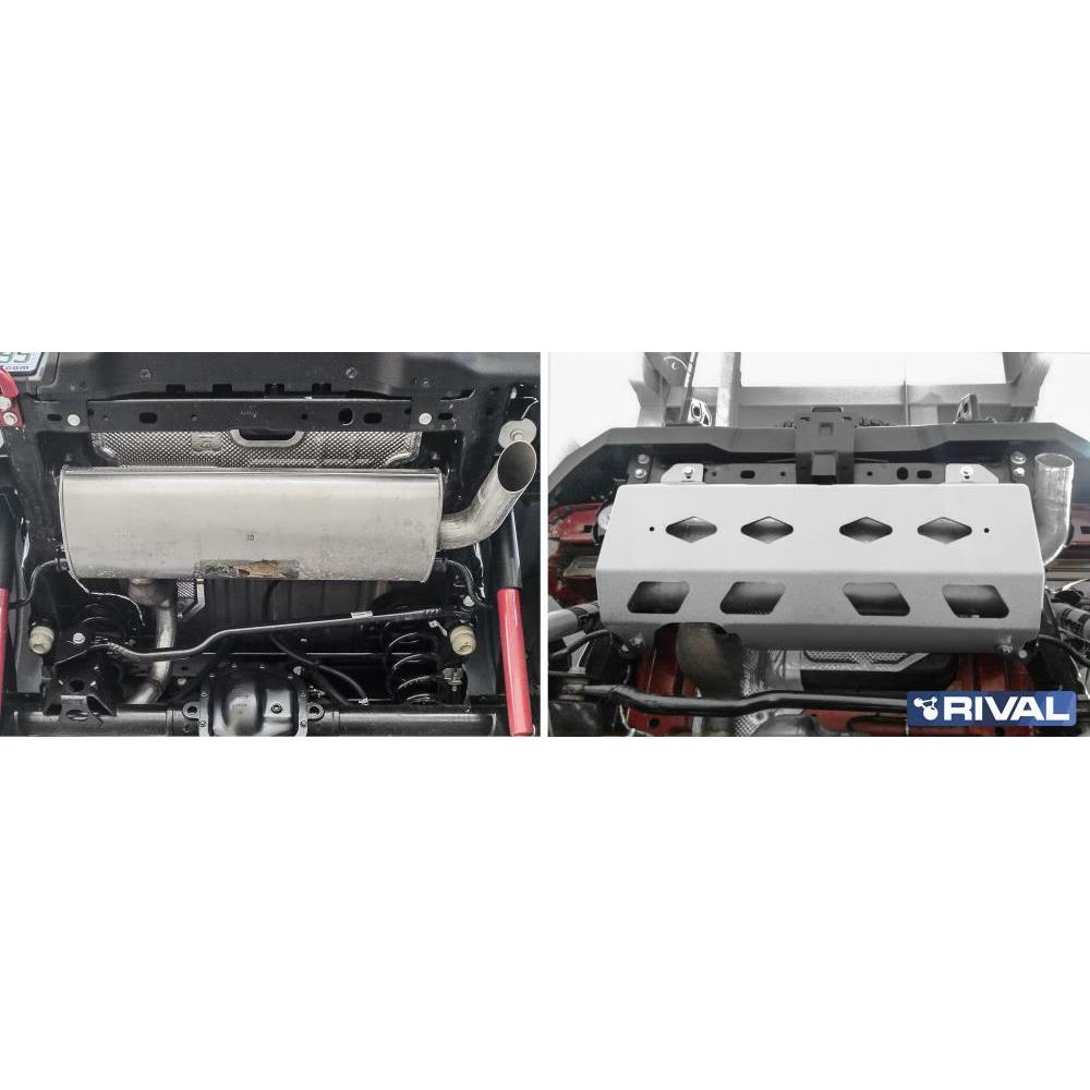 ЗАЩИТА ГЛУШИТЕЛЯ RIVAL АЛЮМИНИЕВАЯ ДЛЯ JEEP WRANGLER JL (2018+) (СЕРАЯ)