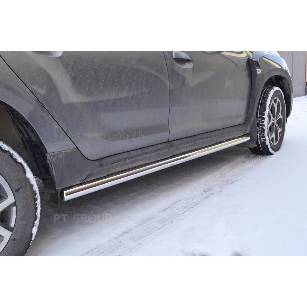 Защита порогов прямая Ø63 мм (НПС) RENAULT Duster 2021-