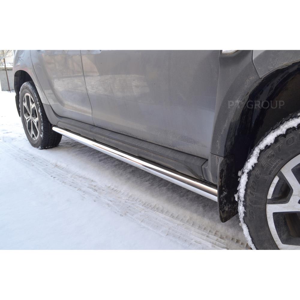 Защита порогов прямая Ø63 мм (НПС) RENAULT Duster 2021-
