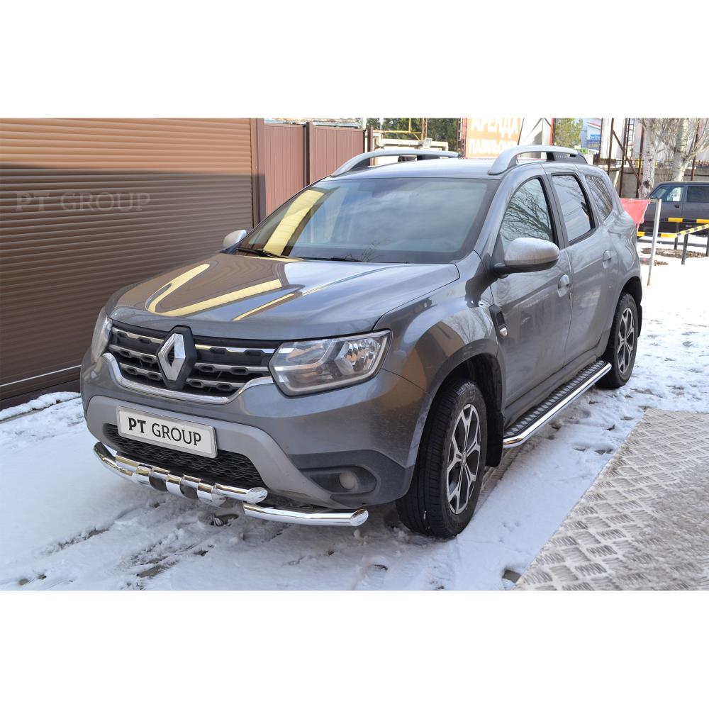Защита порогов с алюм. площадкой Ø51 мм (НПС) RENAULT Duster 2021-