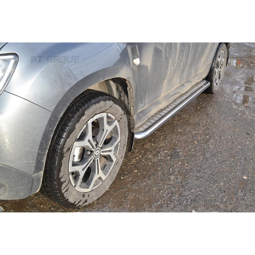 Защита порогов с алюм. площадкой Ø51 мм (НПС) RENAULT Duster 2021-