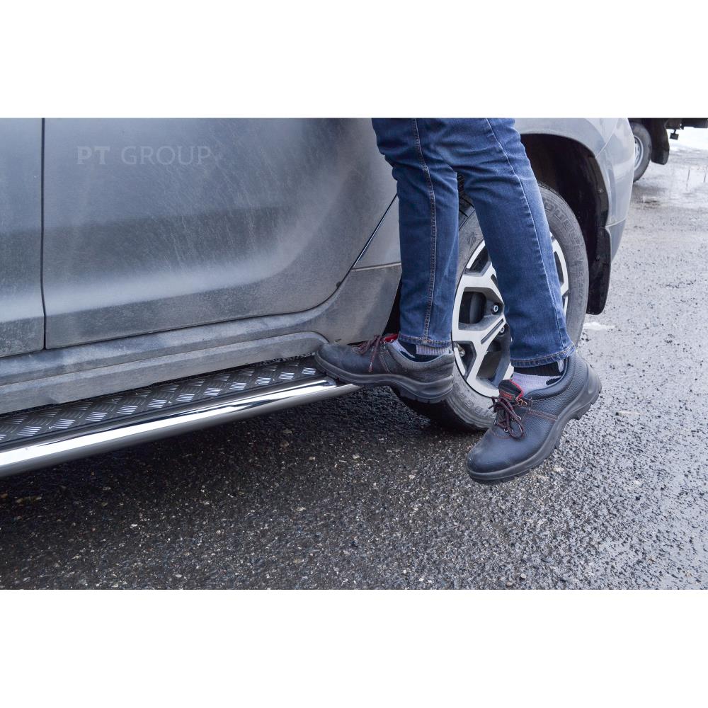 Защита порогов с алюм. площадкой Ø51 мм (НПС) RENAULT Duster 2021-